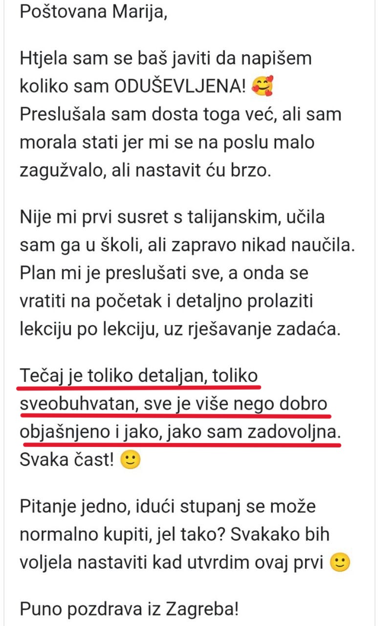Utisak učenice o kursu