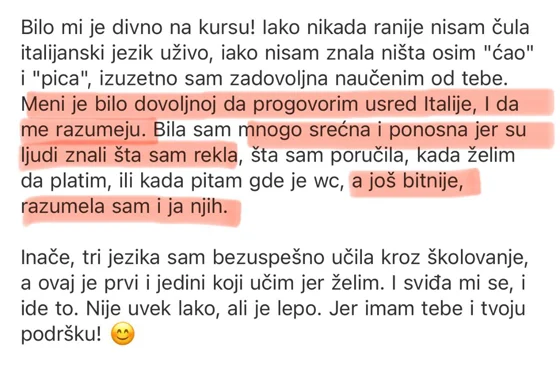 Utisak polaznice koja je progovorila usred Italije i bila shvaćena