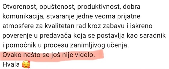 Utisak o atmosferi na grupnim časovima